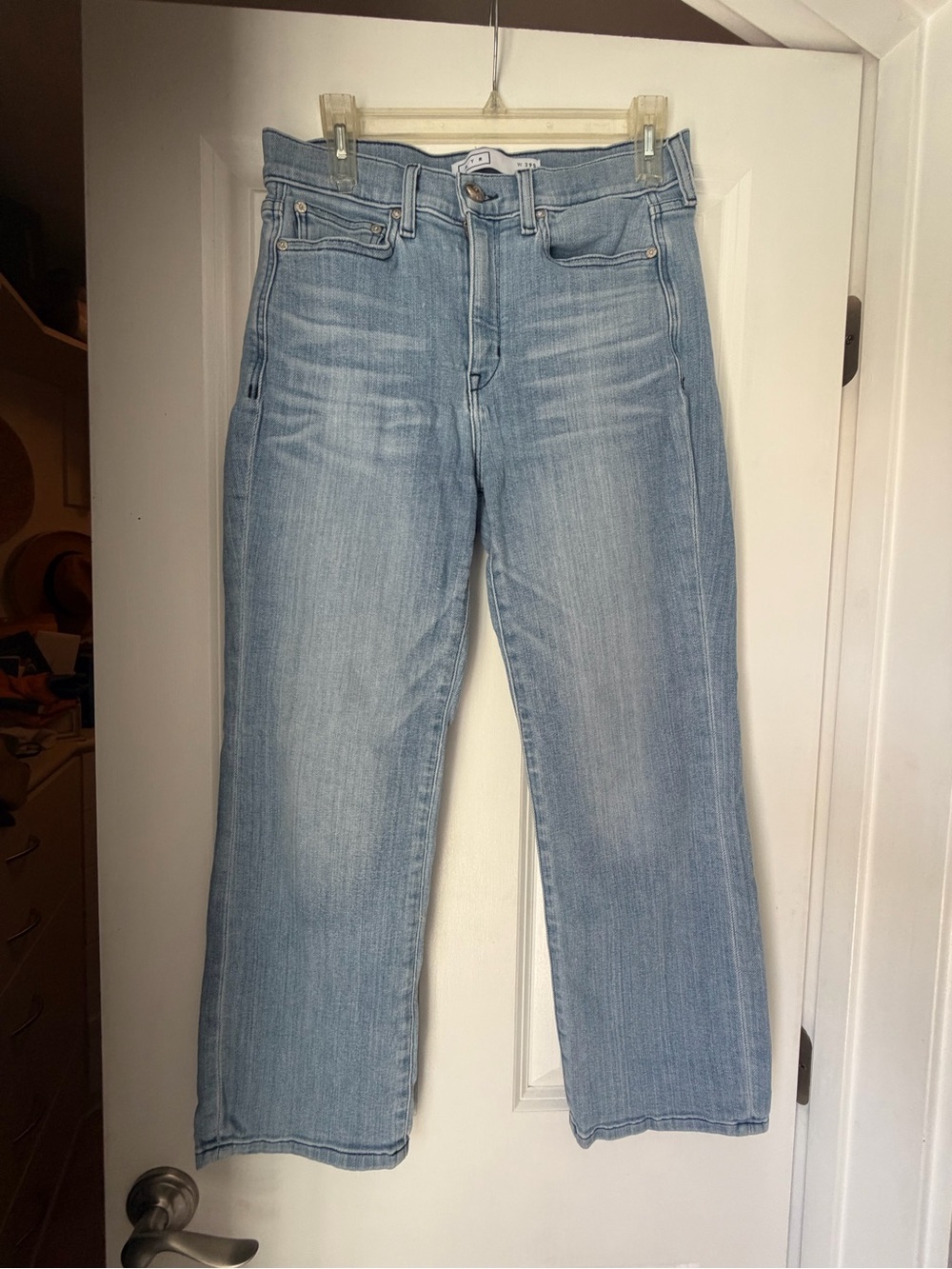 AYR The Pop Jeans Size 29 Short Light Wash High Rise Straight Leg Denim